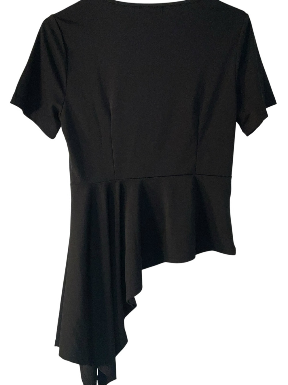 Acevog Black Short-Sleeve Asymmetric Peplum Top - Picture 6 of 6